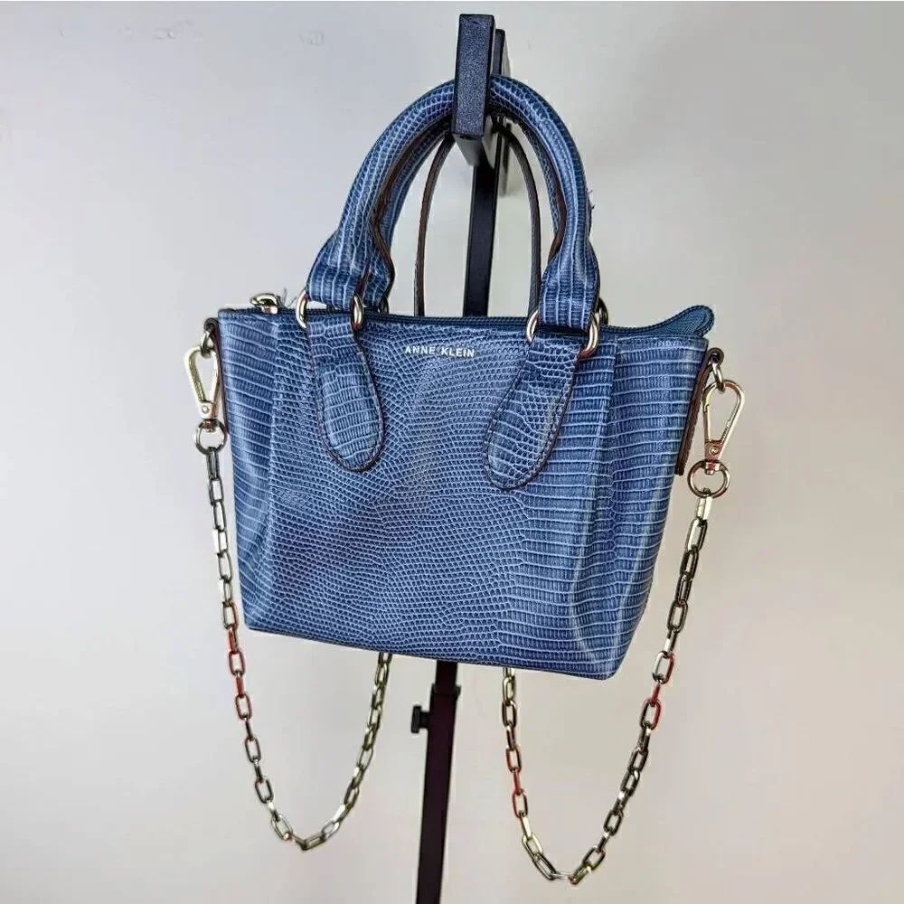 Anne Klein Women's Slate Lizard-Embossed Mini Convertible Satchel